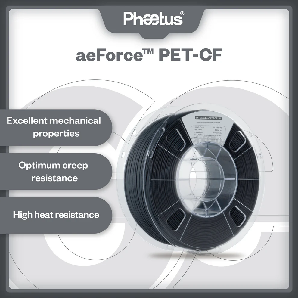 Phaetus aeForce PET-CF 3D Printer Filament Carbon Fiber Reinforced PET 1.75mm 1kg